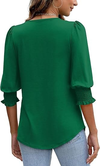 Cecylia - Shirt met pofmouwen en gesmokte manchet voor dames