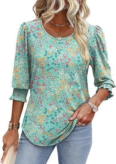 Cecylia - Shirt met pofmouwen en gesmokte manchet voor dames
