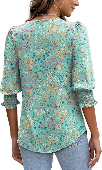Cecylia - Shirt met pofmouwen en gesmokte manchet voor dames