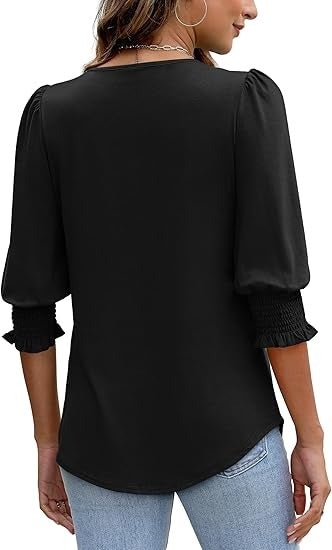 Cecylia - Shirt met pofmouwen en gesmokte manchet voor dames