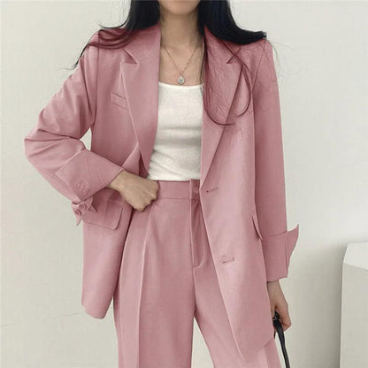 Athena - Minimalistische Blazerset met Bijpassende Broek voor Dames