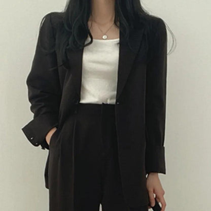 Athena - Minimalistische Blazerset met Bijpassende Broek voor Dames