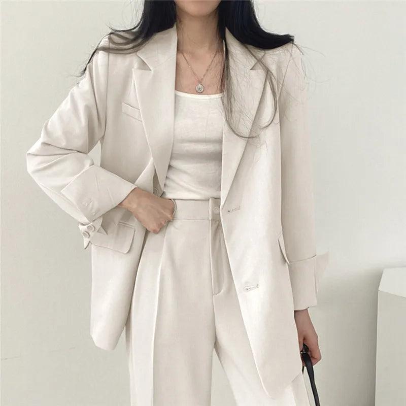 Athena - Minimalistische Blazerset met Bijpassende Broek voor Dames