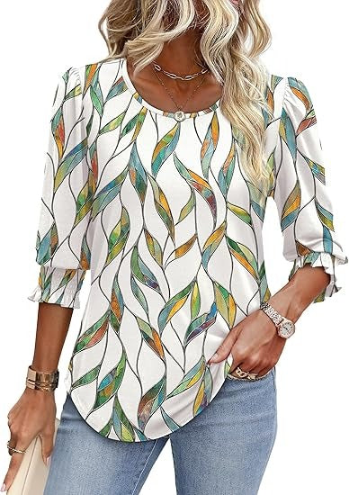 Cecylia - Shirt met pofmouwen en gesmokte manchet voor dames