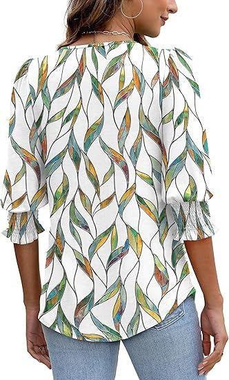 Cecylia - Shirt met pofmouwen en gesmokte manchet voor dames