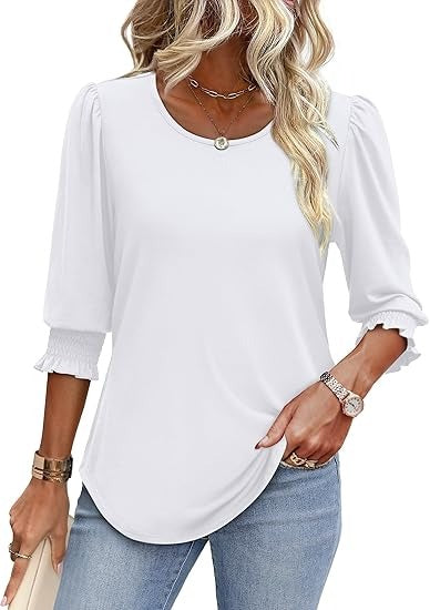 Cecylia - Shirt met pofmouwen en gesmokte manchet voor dames