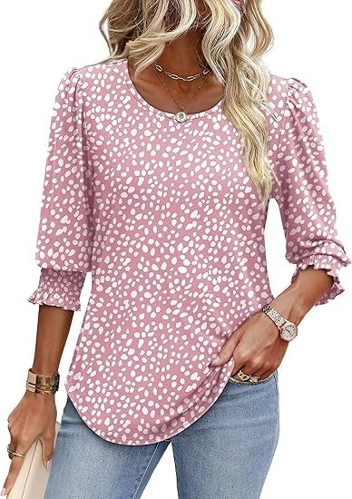 Cecylia - Shirt met pofmouwen en gesmokte manchet voor dames
