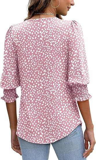 Cecylia - Shirt met pofmouwen en gesmokte manchet voor dames