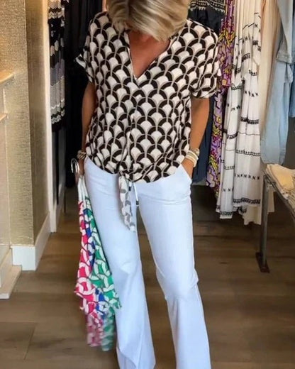 Winonelle - Stijlvolle Geometrische Bedrukte Blouse voor Vrouwen