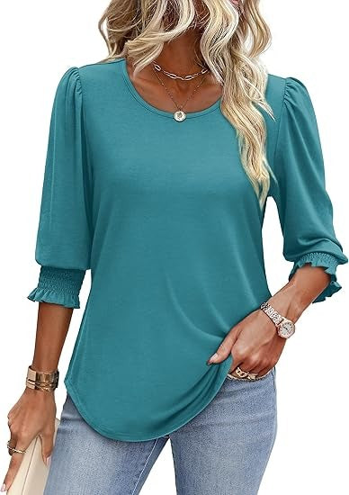 Cecylia - Shirt met pofmouwen en gesmokte manchet voor dames