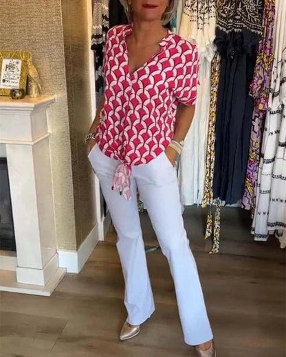 Winonelle - Stijlvolle Geometrische Bedrukte Blouse voor Vrouwen