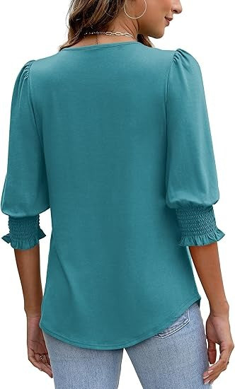 Cecylia - Shirt met pofmouwen en gesmokte manchet voor dames