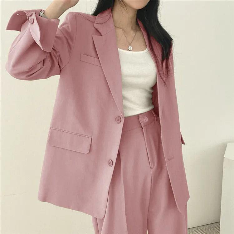 Athena - Minimalistische Blazerset met Bijpassende Broek voor Dames