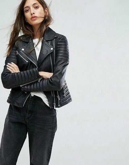 Zwart Leren Dames Jack Met Asymmetrische Rits