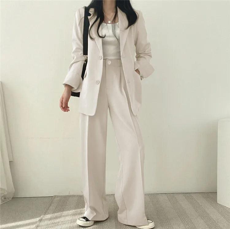 Athena - Minimalistische Blazerset met Bijpassende Broek voor Dames