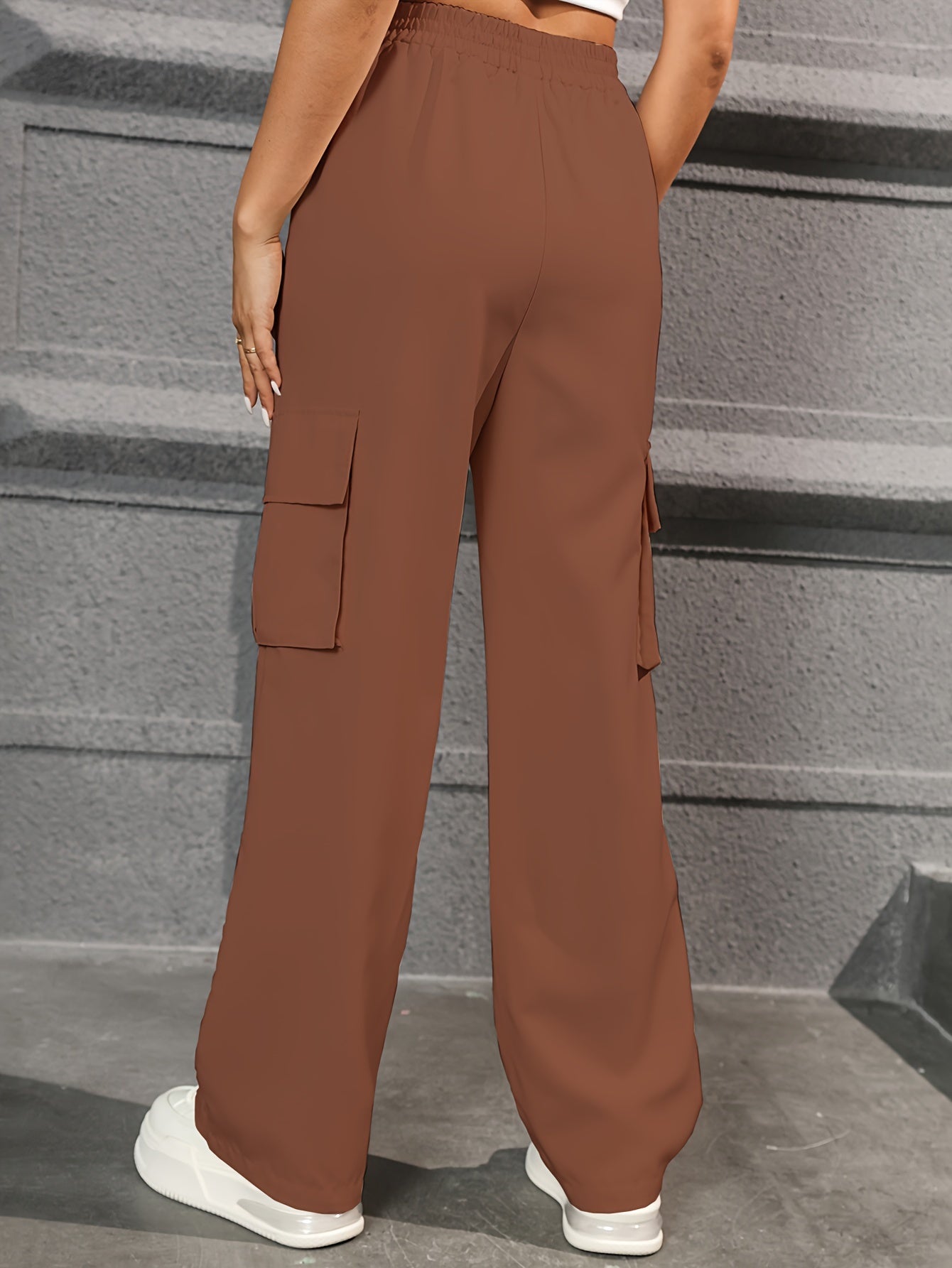 Comfortabele Cargo Broek Voor Vrouwen Met Elastische Taille En Ruime Zakken