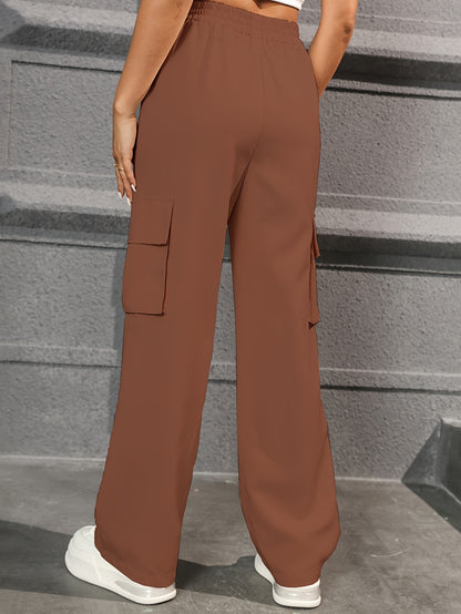 Comfortabele Cargo Broek Voor Vrouwen Met Elastische Taille En Ruime Zakken