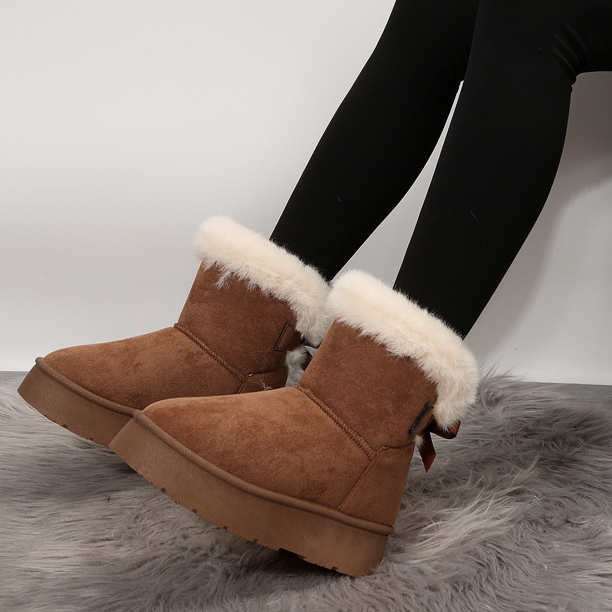 Dames Winter Enkellaarzen Bont Voering Dikke Zool