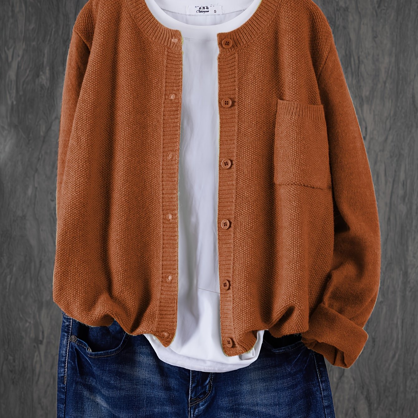 Trendy Zacht Gebreid Dames Vest Met Knopen En Borstzak