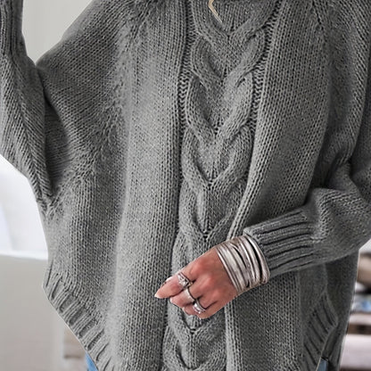 Warme Oversized Kabeltrui Voor Dames Met Col