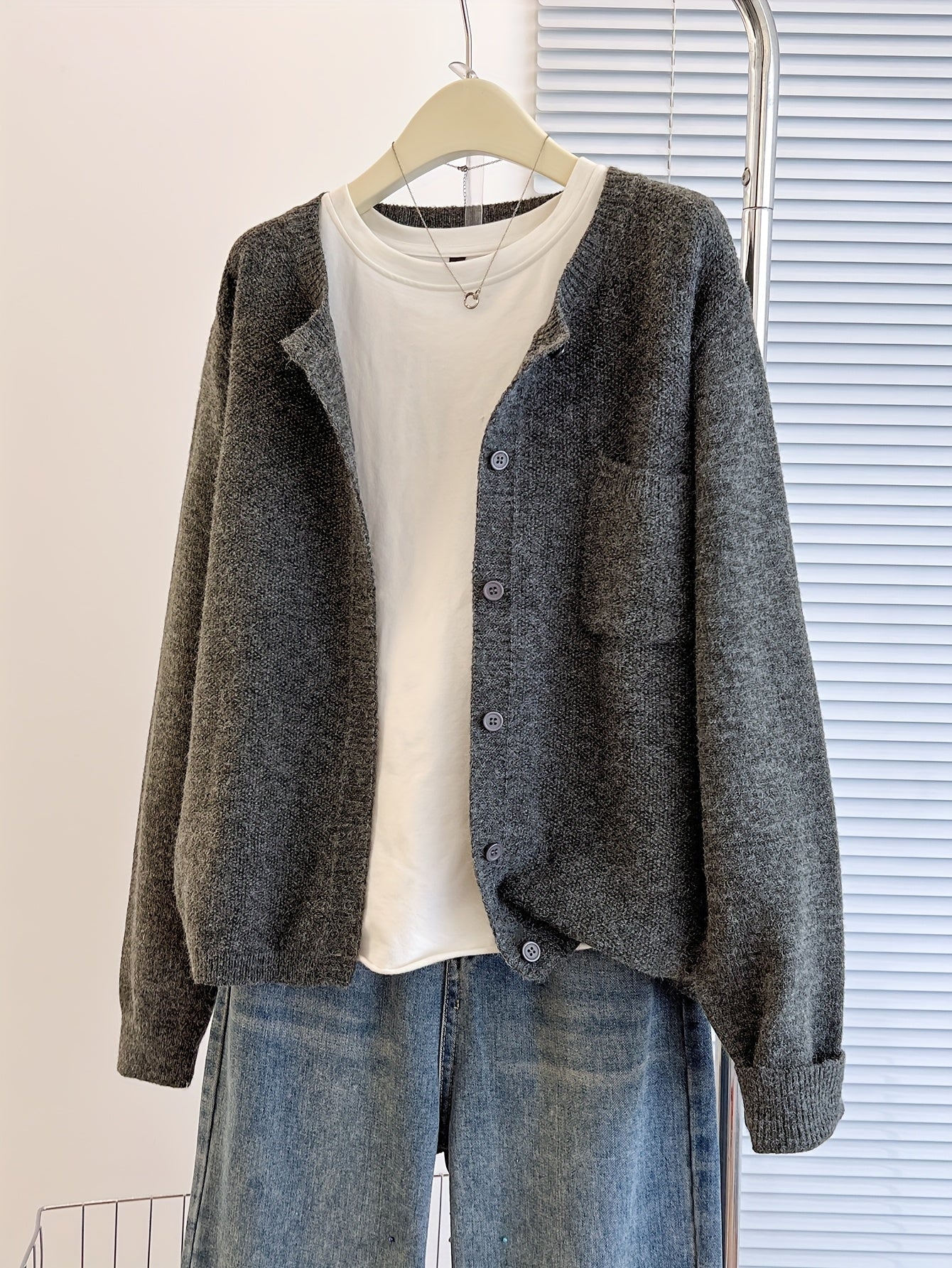 Trendy Zacht Gebreid Dames Vest Met Knopen En Borstzak