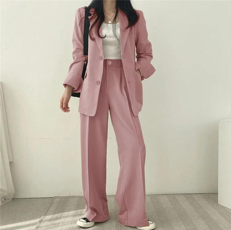 Athena - Minimalistische Blazerset met Bijpassende Broek voor Dames