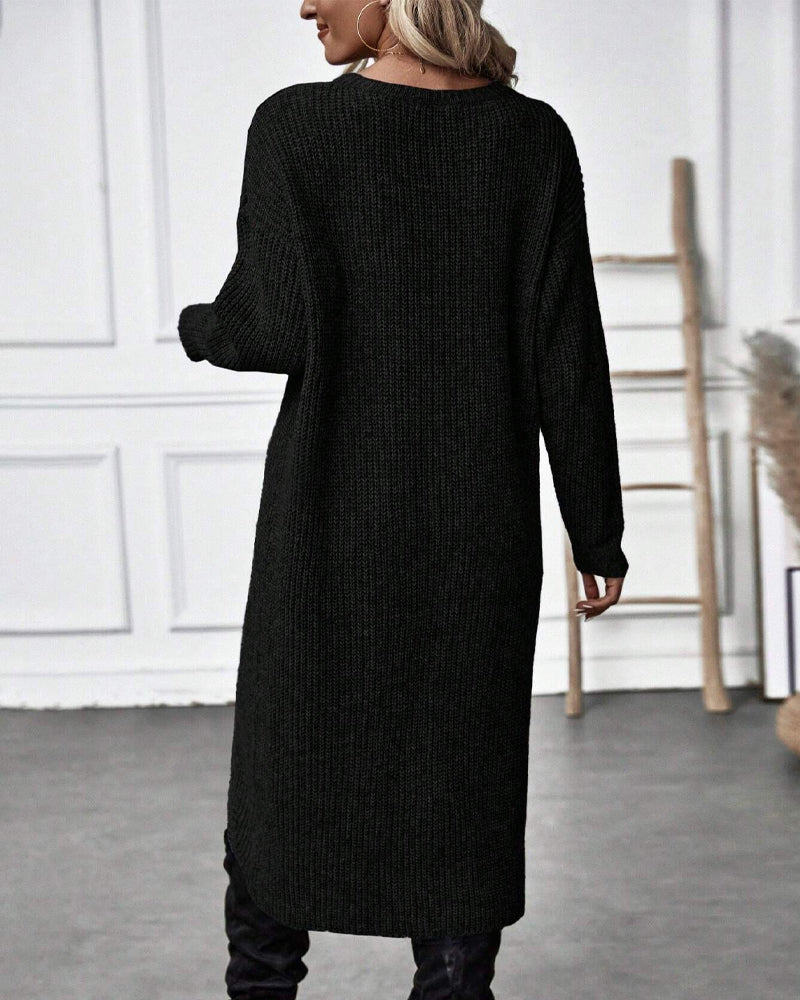 Dames Winter Sweater Wikkeljurk Asymmetrische Midi