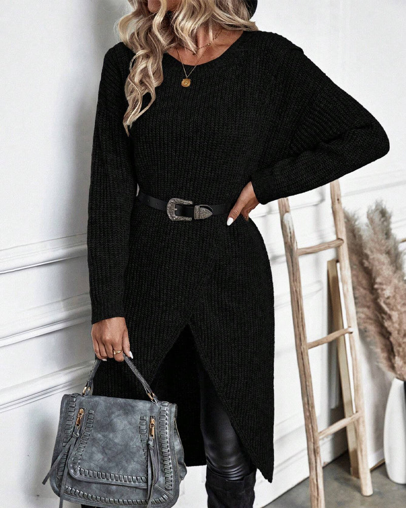 Dames Winter Sweater Wikkeljurk Asymmetrische Midi