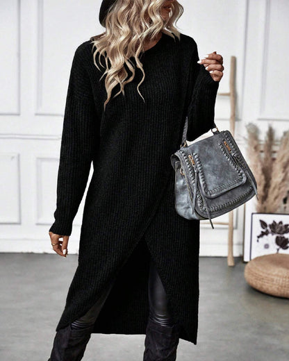 Dames Winter Sweater Wikkeljurk Asymmetrische Midi