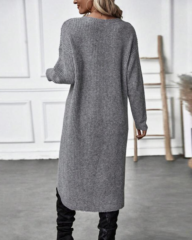 Dames Winter Sweater Wikkeljurk Asymmetrische Midi