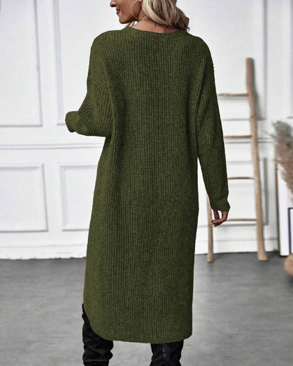 Dames Winter Sweater Wikkeljurk Asymmetrische Midi