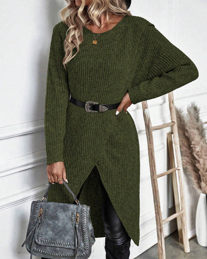 Dames Winter Sweater Wikkeljurk Asymmetrische Midi