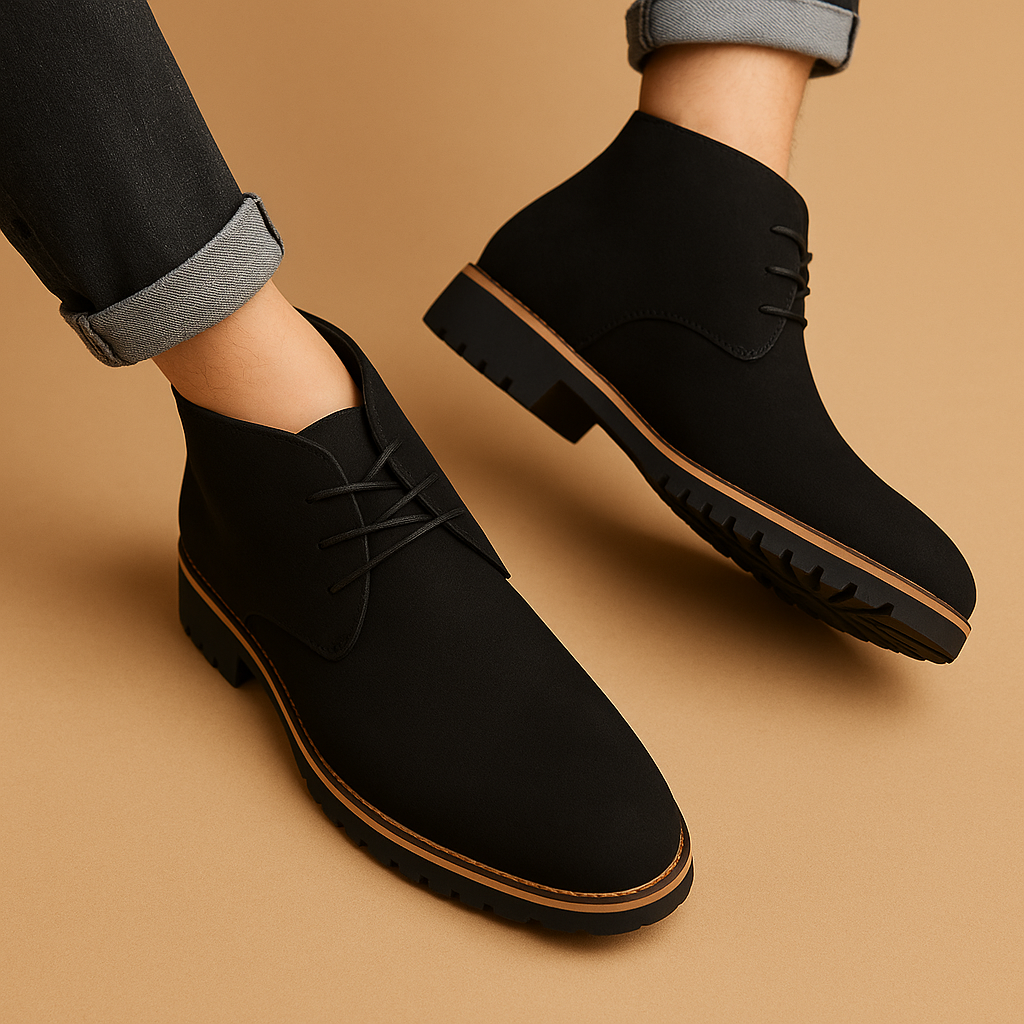 Zakelijke Enkelhoge Schoenen met Veter Leerlook Gripzool voor Heren