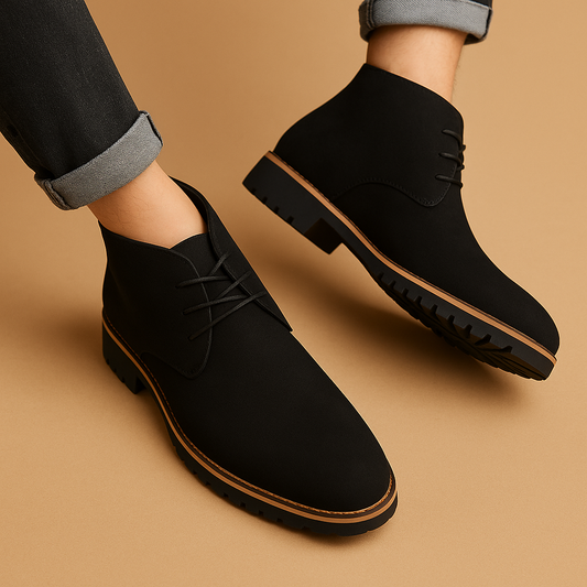 Zakelijke Enkelhoge Schoenen met Veter Leerlook Gripzool voor Heren