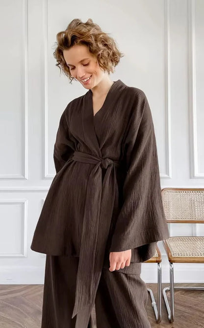 Emília - Loungewear Set met Wijde Mouwen en Ceintuur