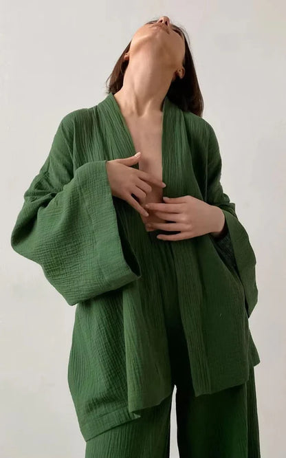 Emília - Loungewear Set met Wijde Mouwen en Ceintuur