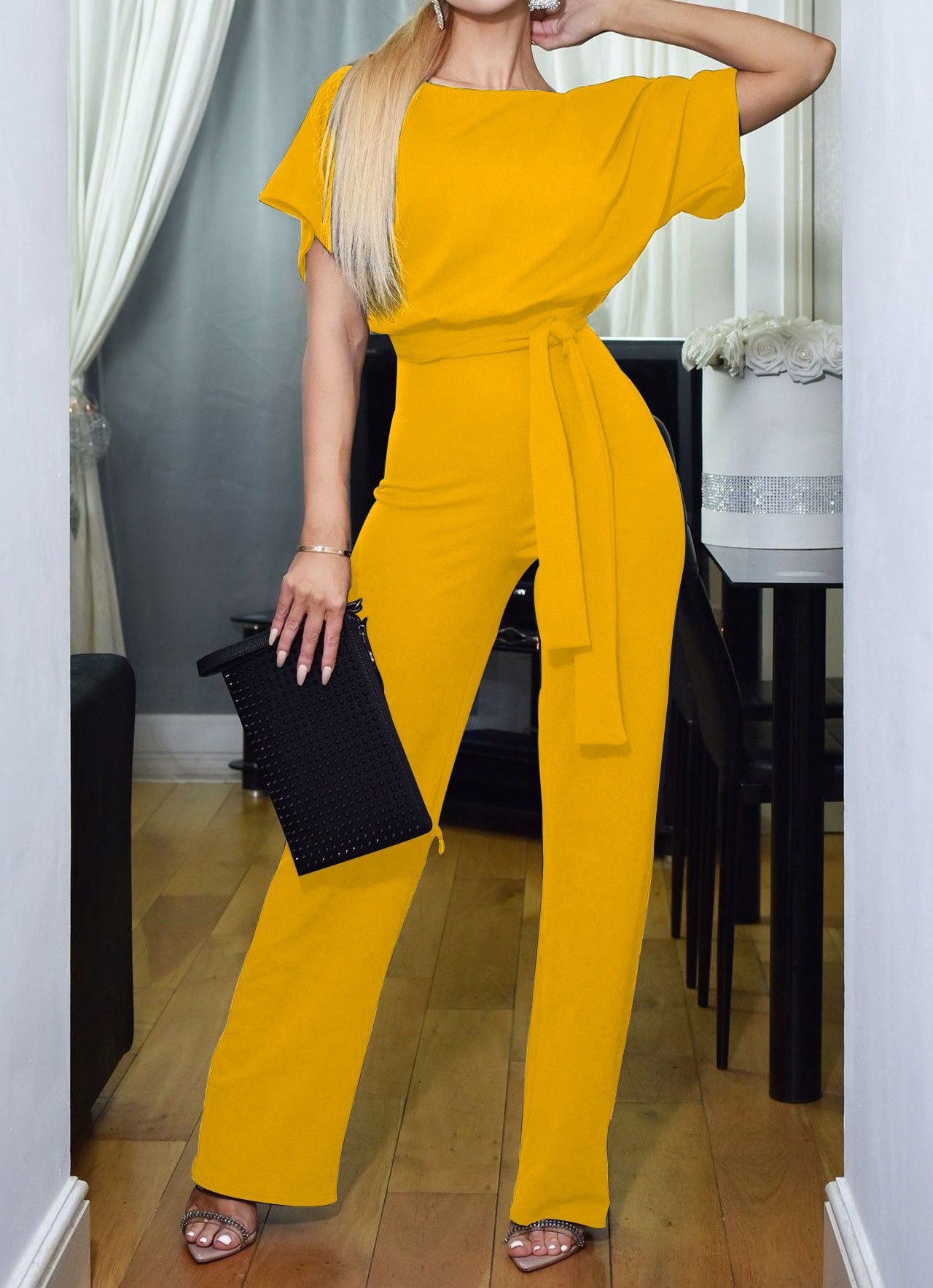 Elegante Jumpsuit Voor Vrouwen Met Hoge Taille Pasvorm