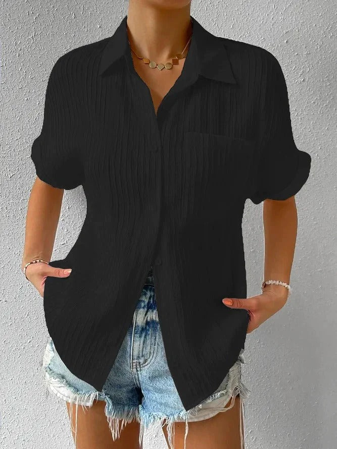 Ilyria - Relaxed Fit Button-Down overhemd met korte mouwen