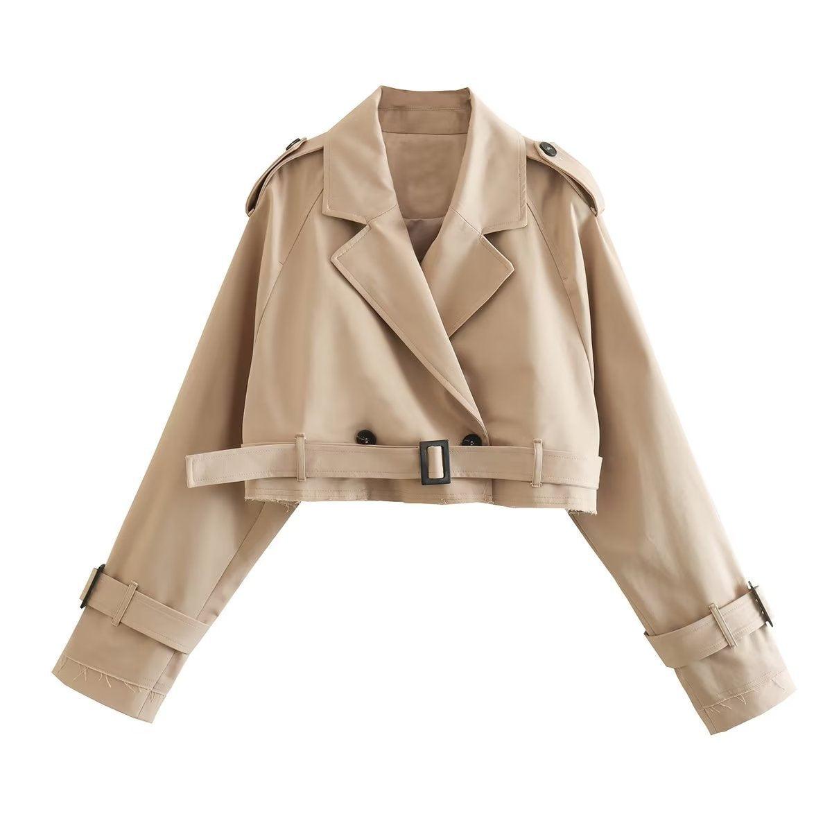 Emory – Cropped Trenchcoat met Tailleband voor Dames