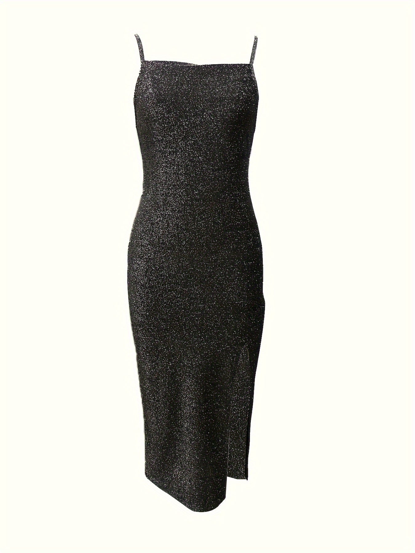 Glitter Midi Cocktailjurk Voor Dames Met Spaghettibandjes En Split