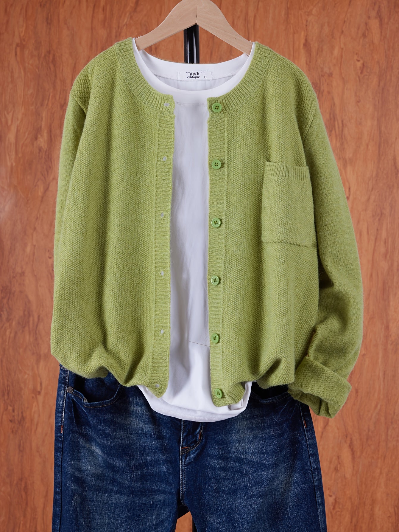 Trendy Zacht Gebreid Dames Vest Met Knopen En Borstzak