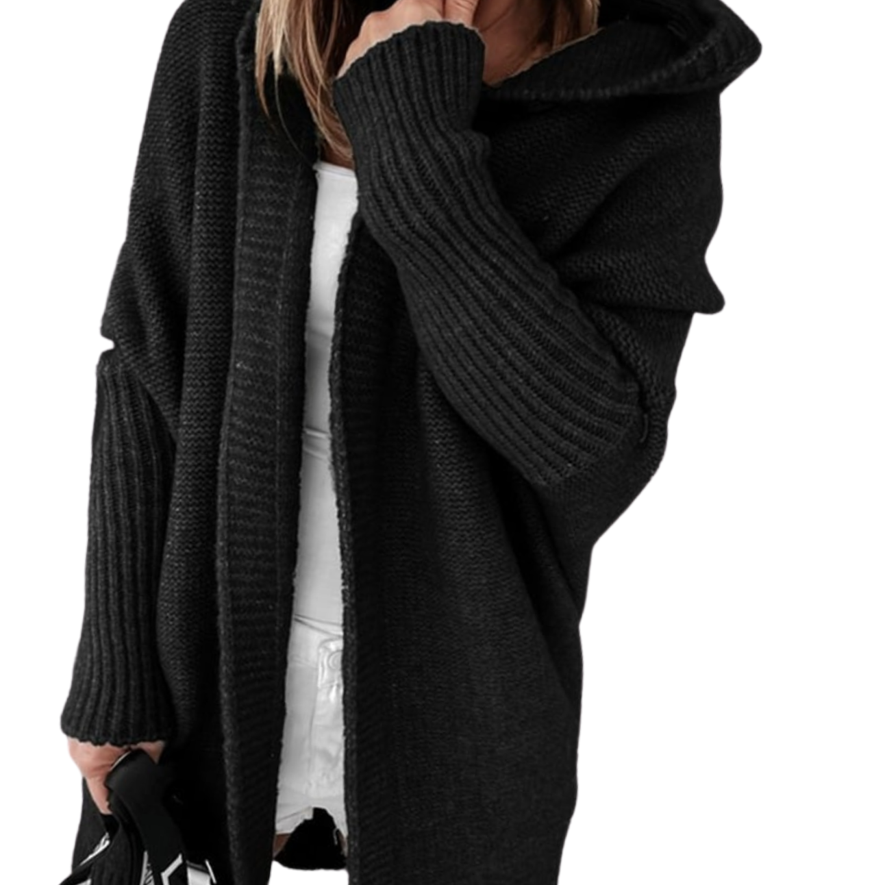 Gebreid Midi Vest voor Dames met Capuchon