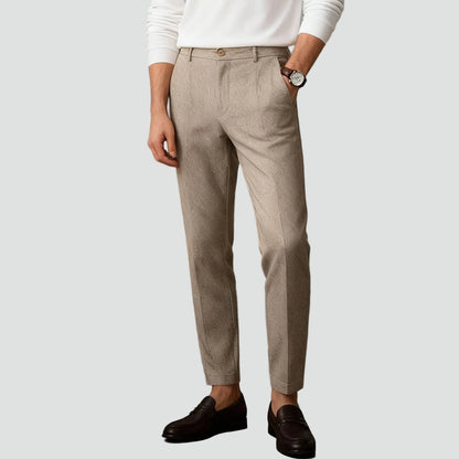 Heren Plooibroek Met Hoge Taille En Rechte Pijp