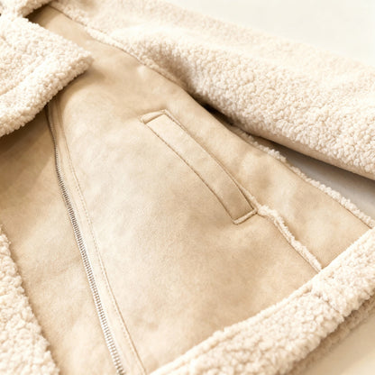 Dames Fleece Aviator Jas Met Rits En Warme Voerin