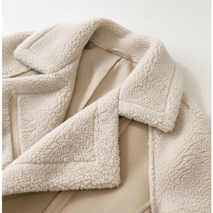 Dames Fleece Aviator Jas Met Rits En Warme Voerin