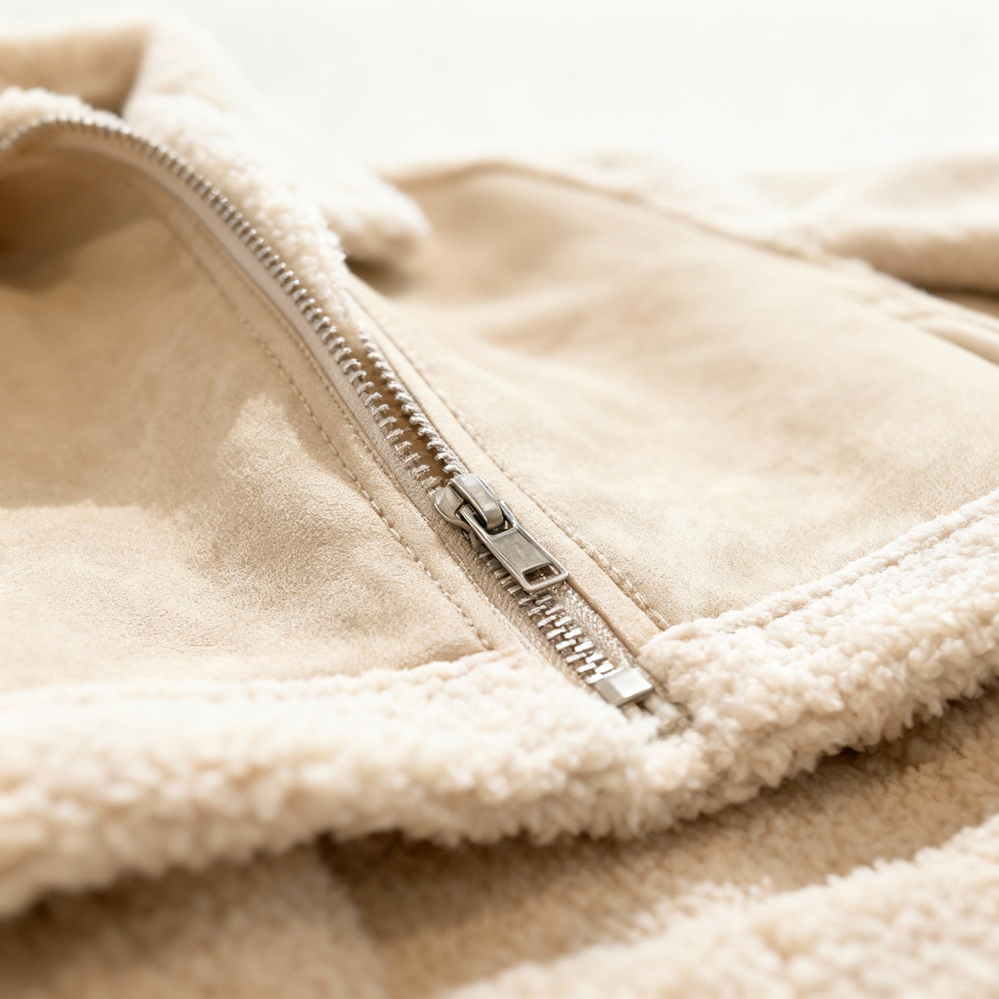 Dames Fleece Aviator Jas Met Rits En Warme Voerin