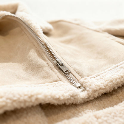 Dames Fleece Aviator Jas Met Rits En Warme Voerin