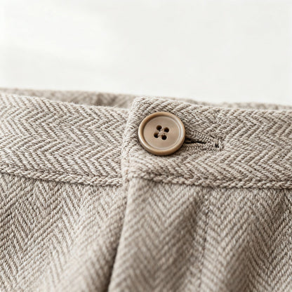 Heren Plooibroek Met Hoge Taille En Rechte Pijp