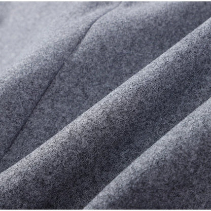 Dames Wolblend Jas met Hoge Kraag en Dubbele Knopen