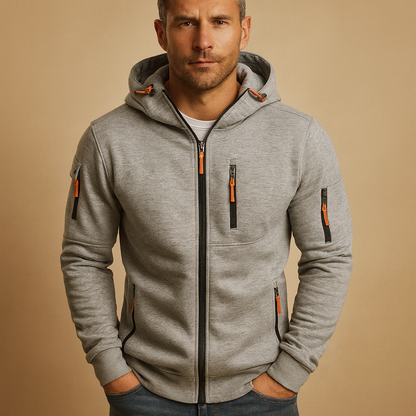 Warme Heren Hoodie met Rits en Zakken Fleecevoering en Stretch